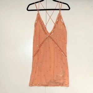NEW 🔥 Free People 💕 orange 🍊 pink sequin small NWOT babydoll or tank top FP